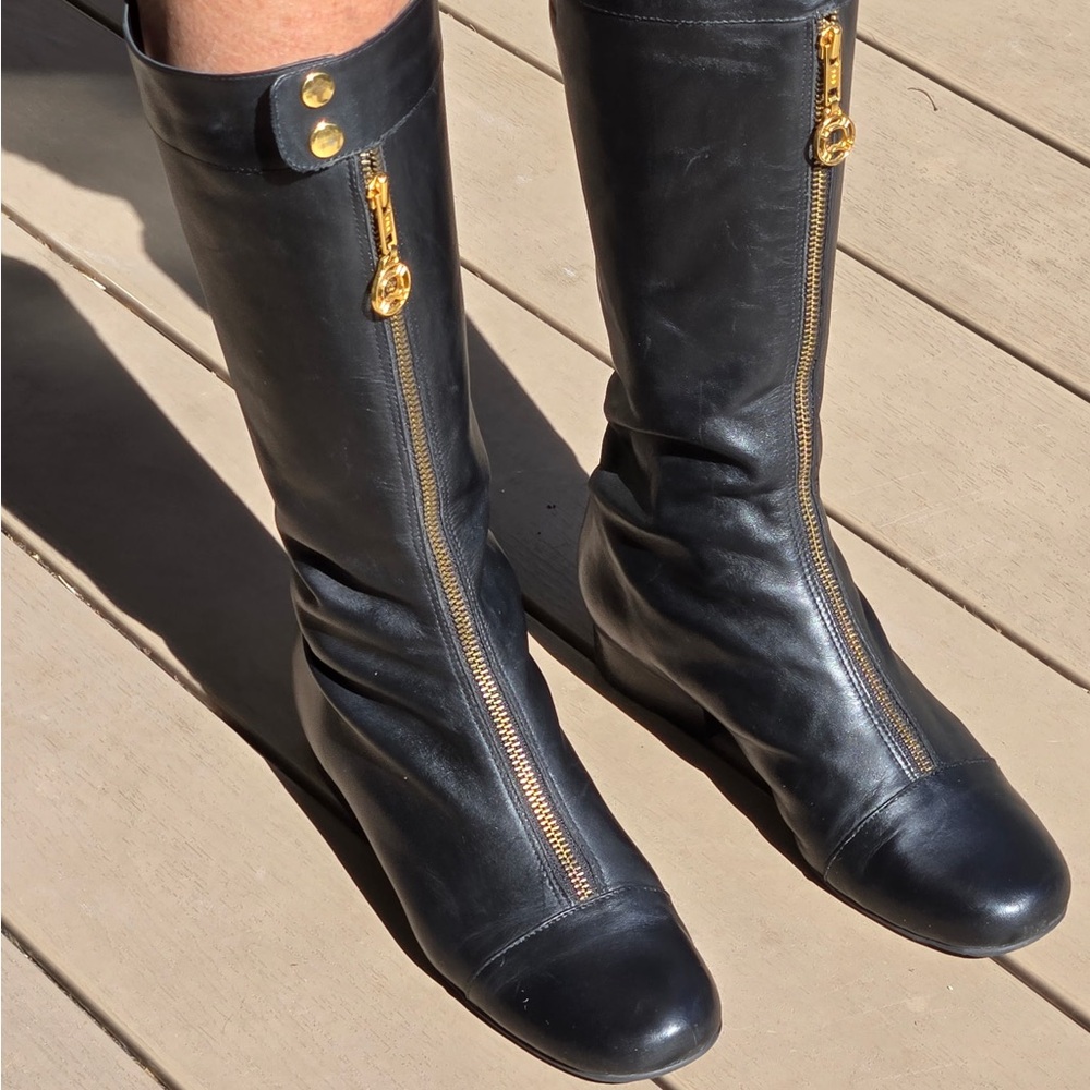 Matisse Black Heeled Boots with Gold Zipper